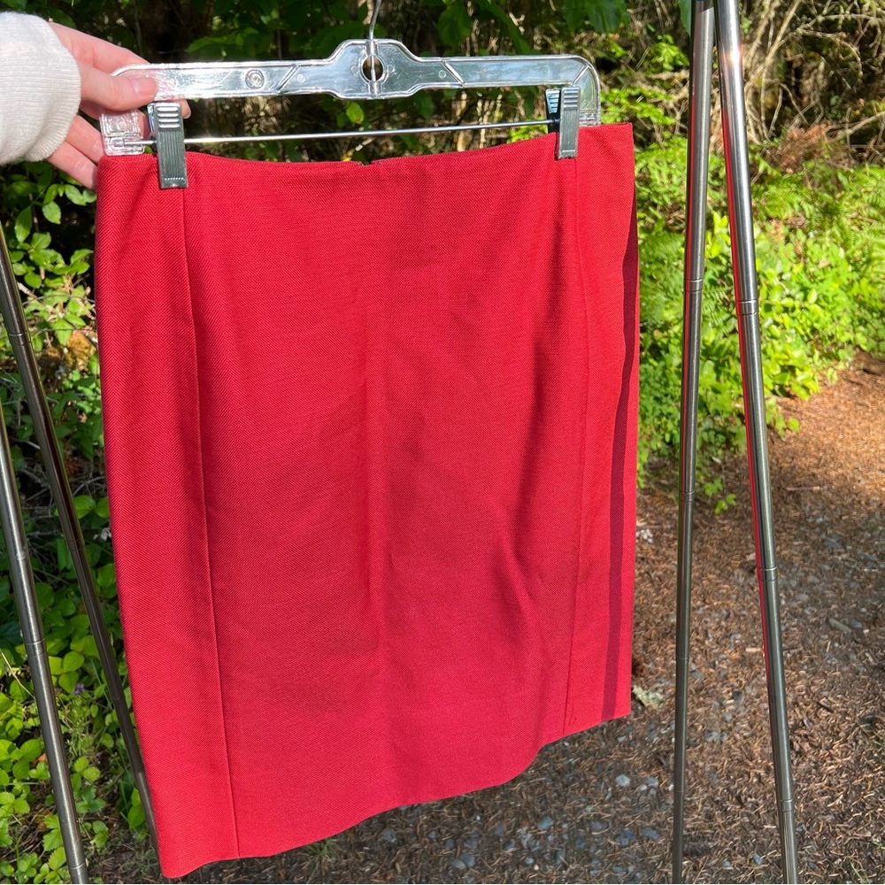 Tuleh red cotton viscose canvas pencil skirt 8